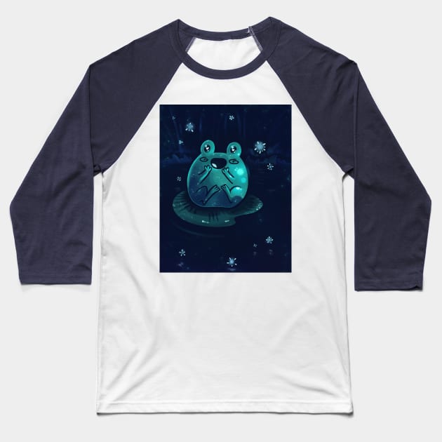 Cute Frog Big World Baseball T-Shirt by Ashdoun